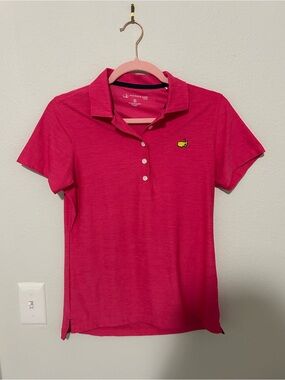 Magnolia Lane Tech Hot Pink Polo with Navy Trim